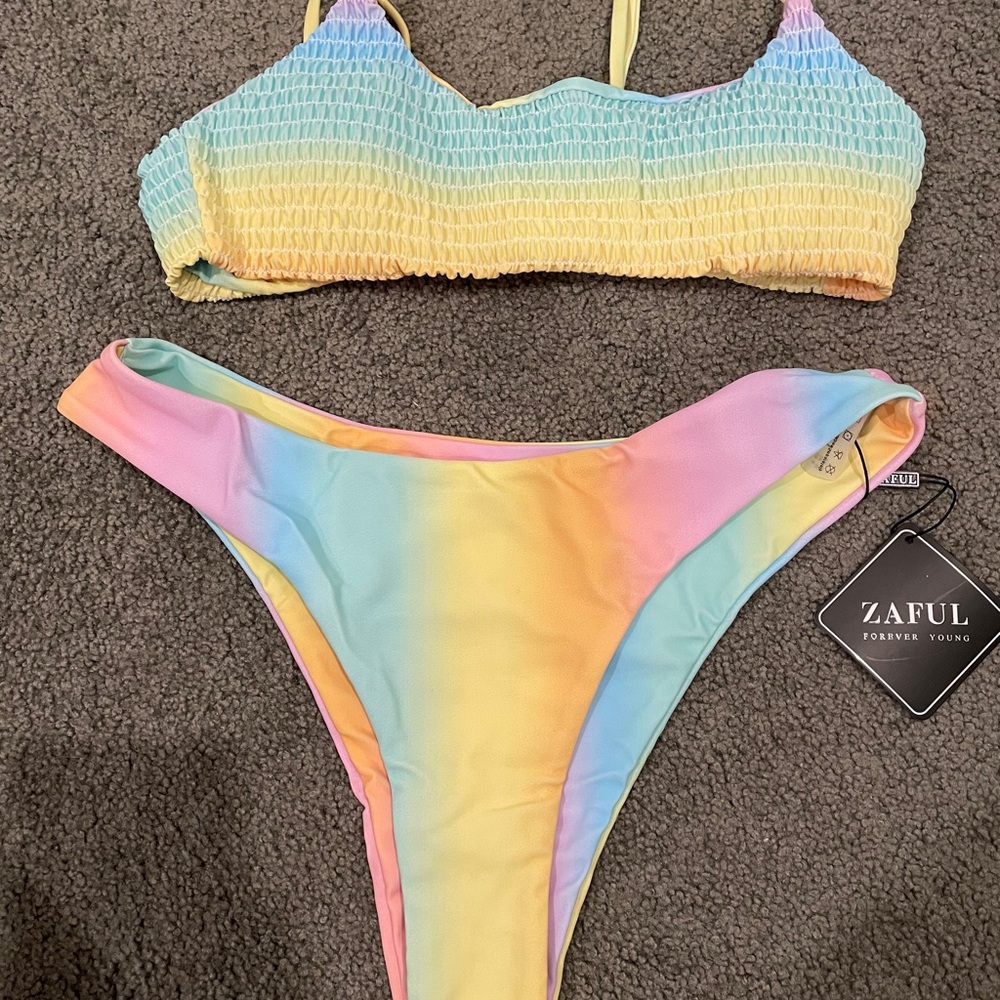 BRAND NEW ZAFUL ombré rainbow swimsuit